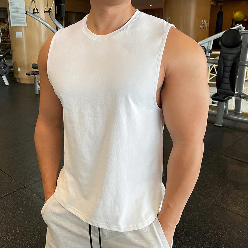 New Men Bodybuilding Loose Tank Tops Gym Fitness quick-drying Sleeveless Shirt Running Male Spandex Ice sSlk Elastic Sports Vest