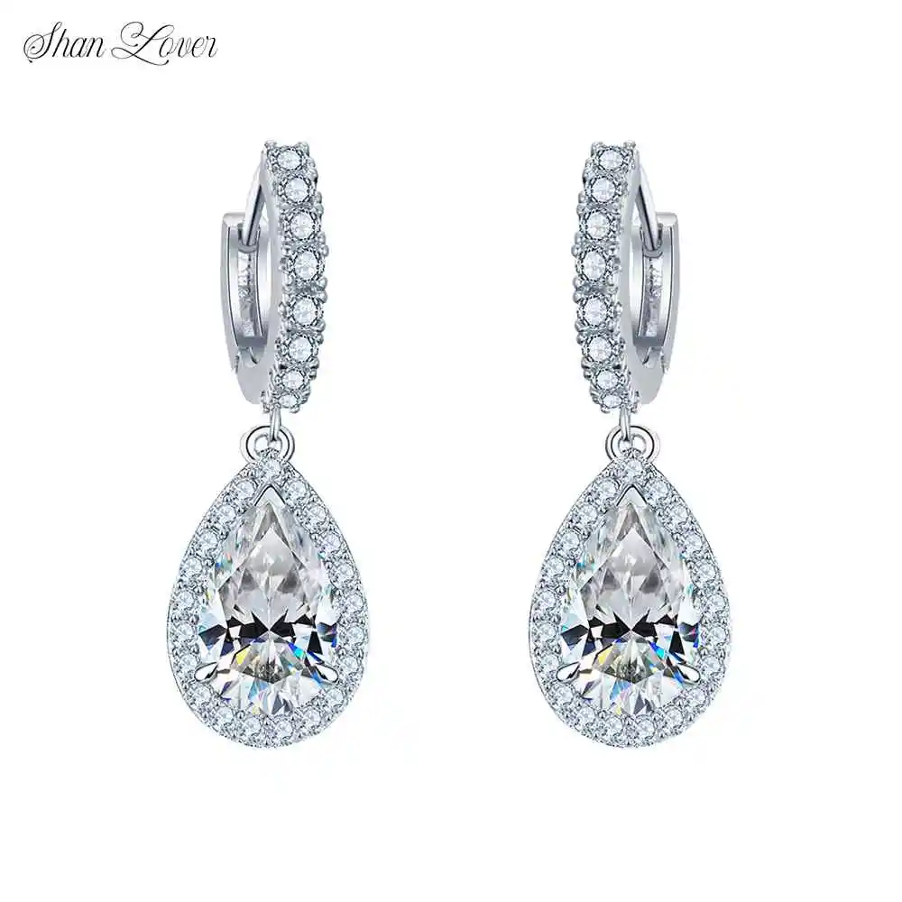 

ShanLover Brand Women 925 Sterling Silver Drop Earrings Stud MST Top Grade Moissanite Diamond Pendant Earrings Gemstones Jewelry