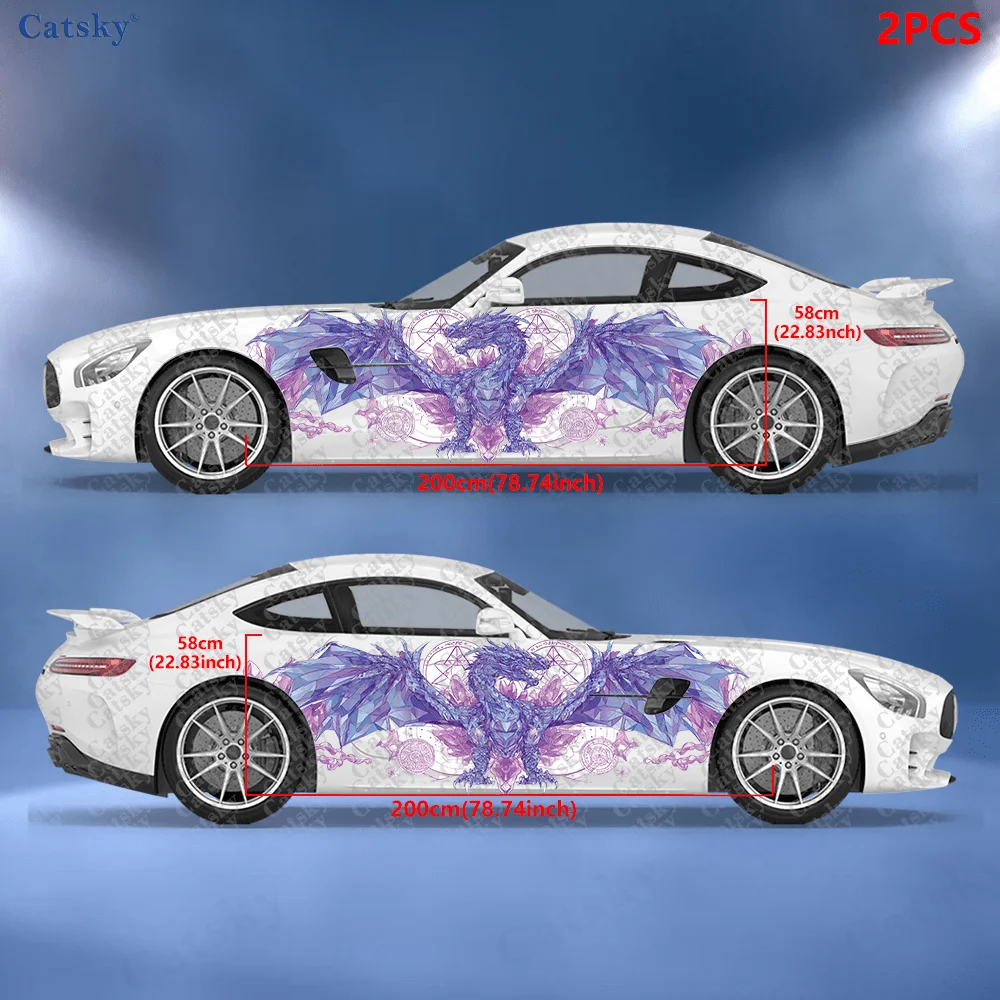 2pcs Fantasy crystal dragon decal, suitable for cars and trucks, durable, fade-resistant, easy to install and remove - Enhance t
