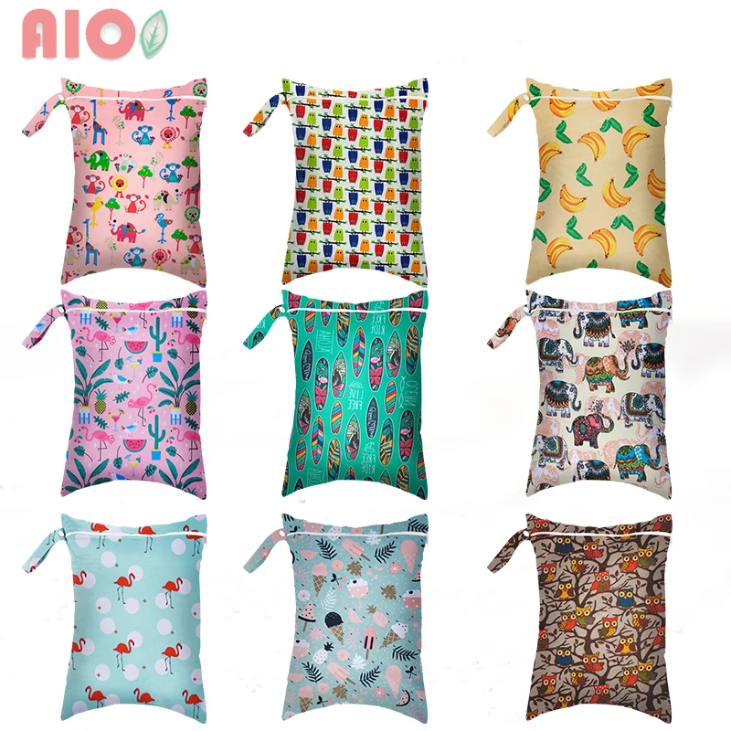 

AIO 1Pcs 30*40cm Waterproof Baby Cloth Diaper Nappy Bag Dry And Wet Separation Wetbag for Travel Beach Wet Dry Bag