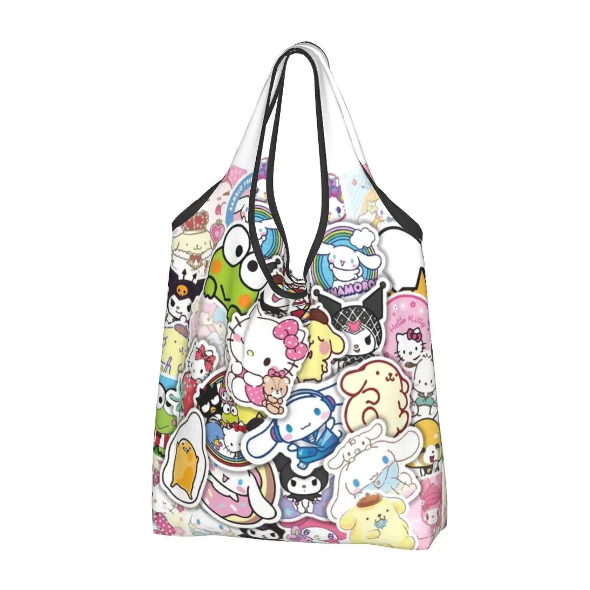 Kawaii Sanrio HelloKitty Shopping Bags Foldable Grocery Eco Bags Large Capacity Kuromi Melody Recycling Bags Washable Handbag