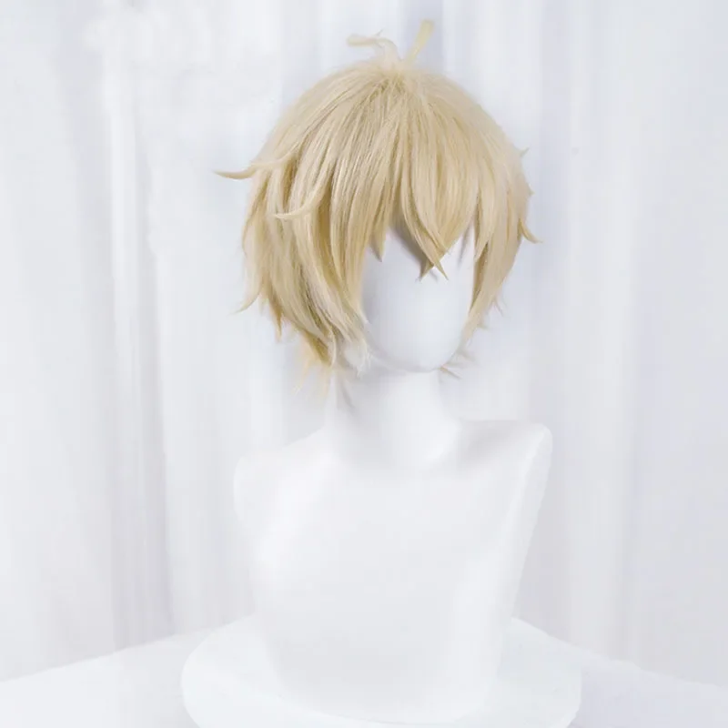 Mikaela Hyakuya Cosplay Wig Men Short Light Blond Wig Cosplay Anime Cosplay Wigs Heat Resistant Synthetic Wigs