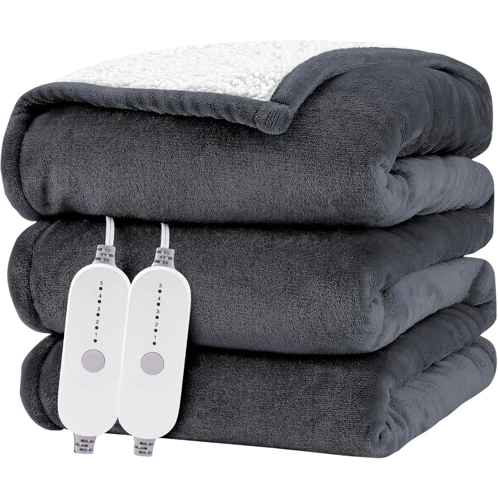 

Одеяло с электрическим подогревом Queen Size HYLEORY, мягким флисом и фланелью 84x90, 5 настройками температуры, 10-часовым таймером и автоматическим Ш