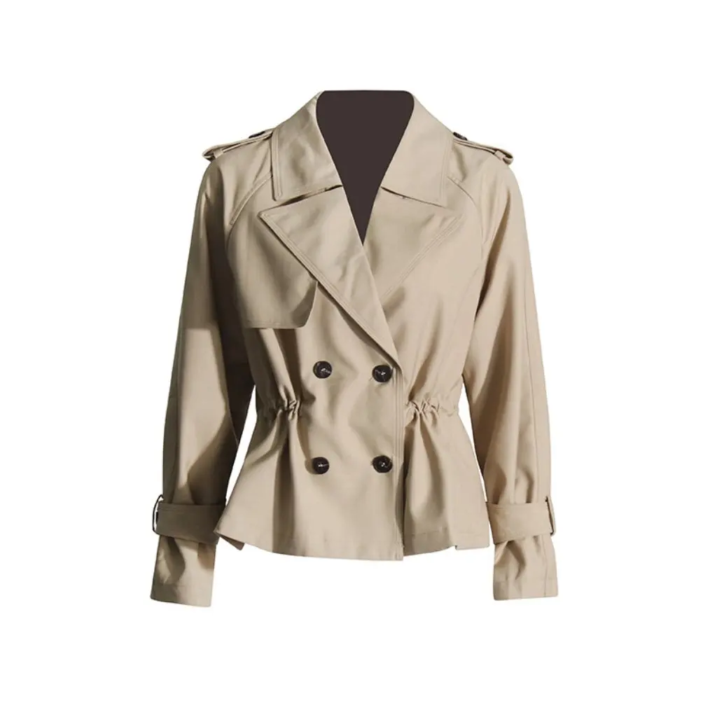 

Women's British Style Long-Sleeved Jacket High-End Loose Short Windbreaker Lace-Up Design New Fashion Trend