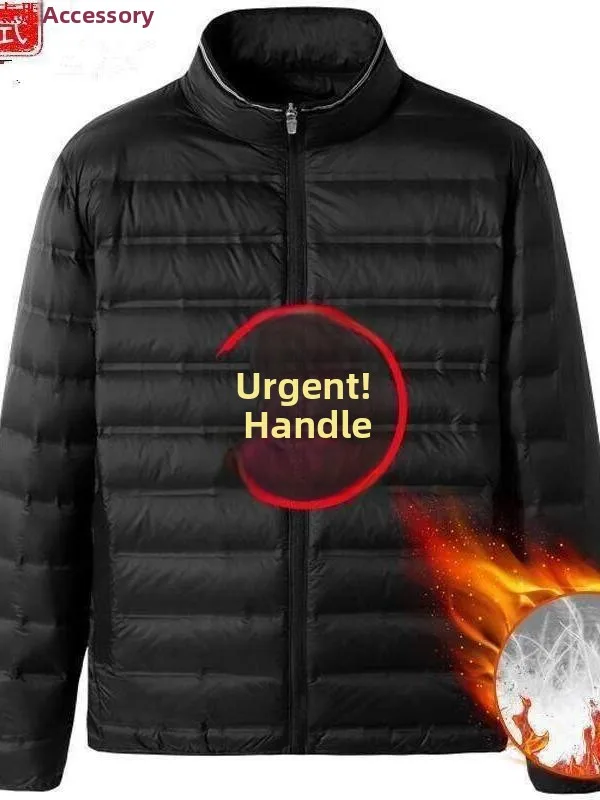 

Ультратонкая мужская пуховая хлопковая куртка: легкая, портативная, больших размеров, модная, повседневная, с длинным рукавом, теплая, с воротником-стойкой, цветная