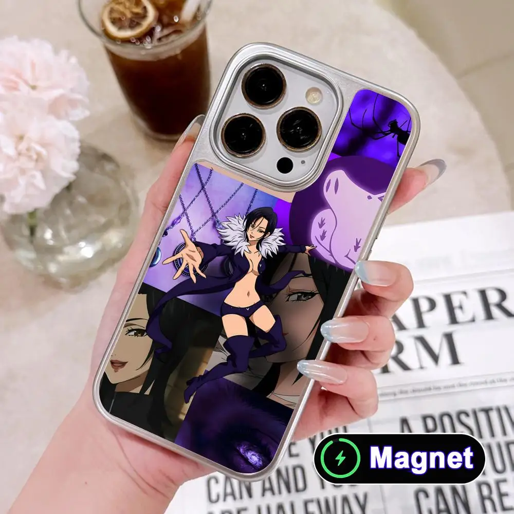 

Seven Deadly Sins Merlin Phone Case for iPhone 17 16 15 14 13 12 11 Air Pro Max Plus Electroplated Silver Magnet Cover