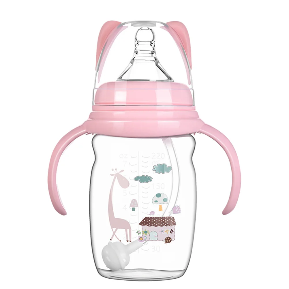 

1Pcs Anti-Colic Straw Baby Milk Bottle Portable Safe Silicone Kids Drinking Cup Feeding Supply Pink Lightweight Reusable Infant