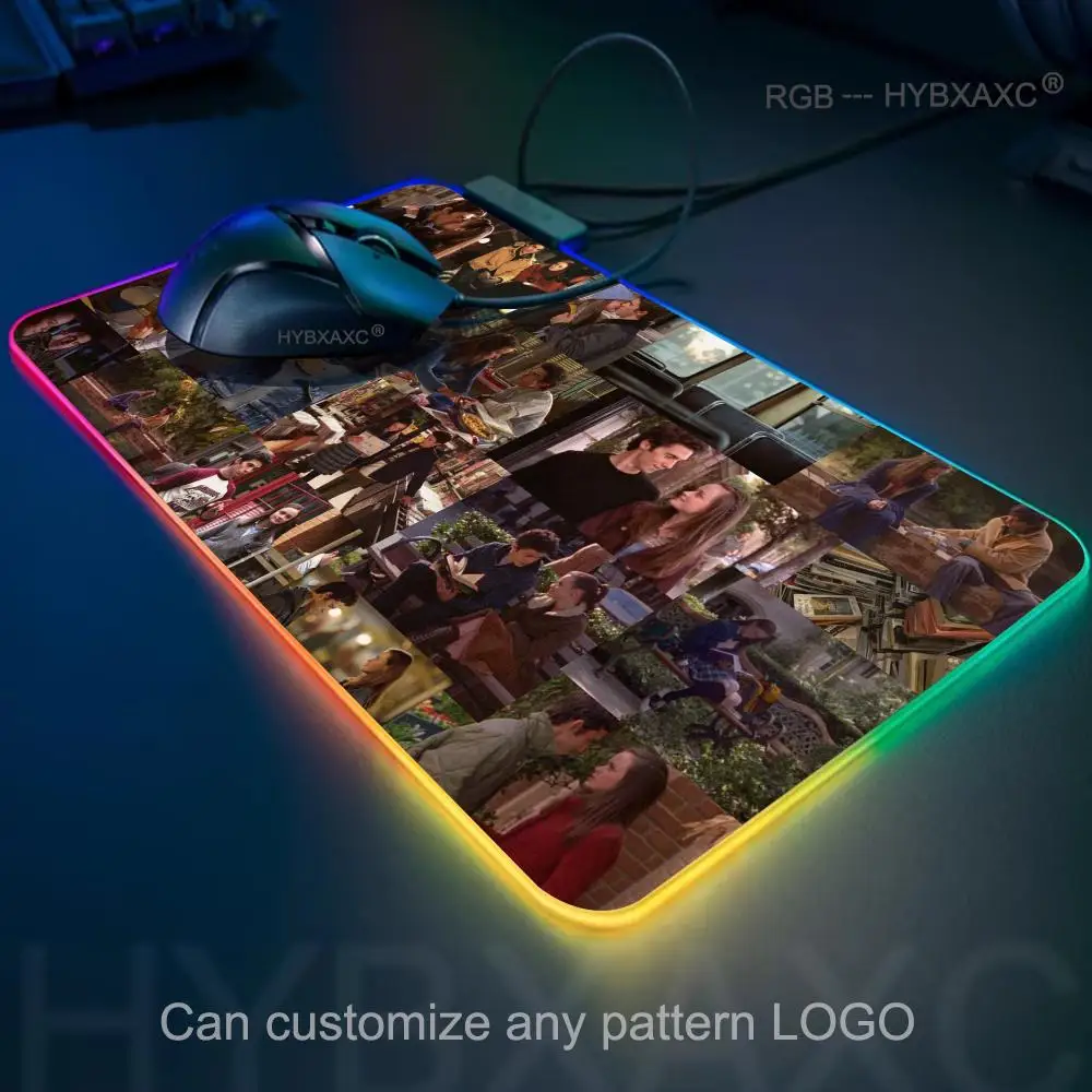 G-gilmore Girls Mouse Pad RGB Gaming Mouse Pad Meja Tikar HD Gamer Lampu LED Besar XXL MousePads PC Komputer Karpet