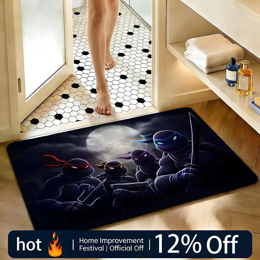 Soft Absorbent Non-Slip Rug Cartoon Teenage Mutant Ninja Turtles Floor Mat Home Decor Doormat Bedroom Floor Mat Shower Carpet