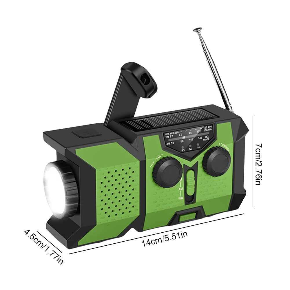 วิทยุมือหมุนฉุกเฉิน วิทยุพลังงานแสงอาทิตย์พร้อม Power Bank SOS ไฟฉาย LED วิทยุพลังงานแสงอาทิตย์สําหรับการตั้งแคมป์กลางแจ้งและเหตุฉุกเฉิน