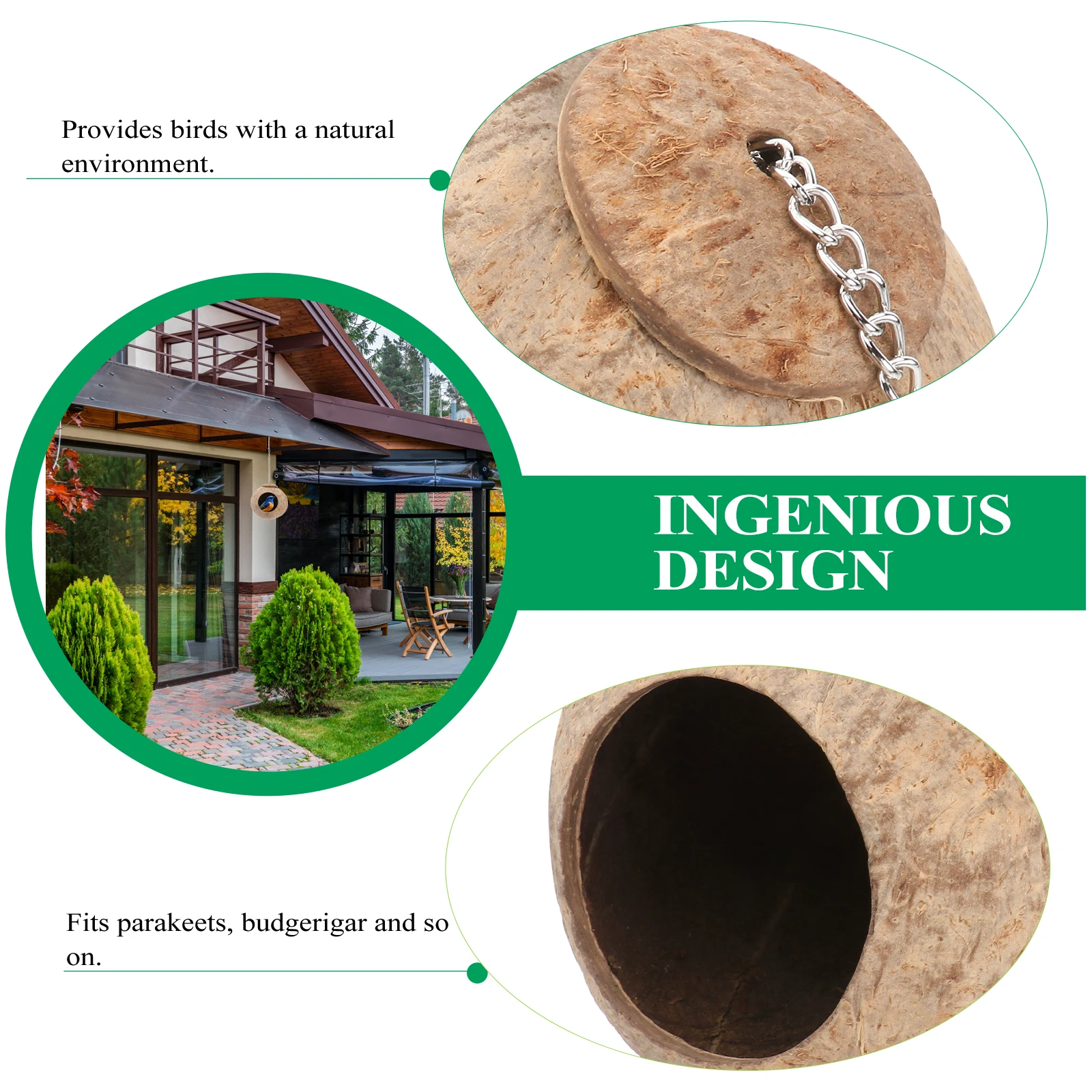 

bird nest coconut shell for parakeets nest for small pets bird house coconut bird house