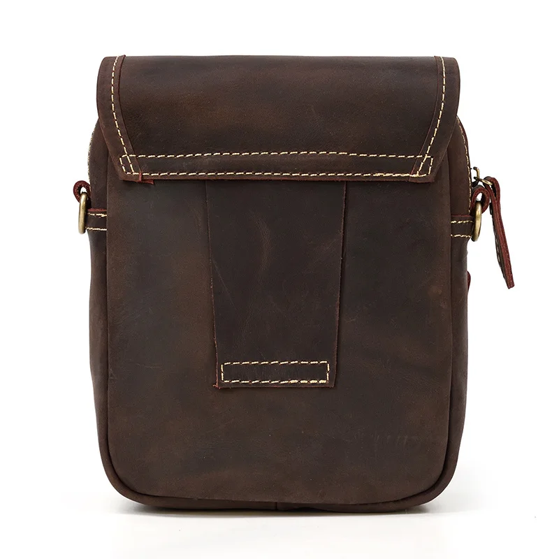 Vintage Leather Small Shoulder Bags for men Crossbody Mini Sling Waist Belt Pouch For Men Male Pack