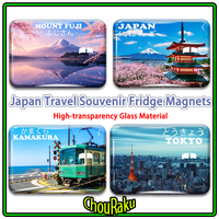 High-Transparency Glass Japan Travel Souvenir Fridge Magnets Fuji Mountain Tokyo Japanese City Scenery Refrigerator Sitcker
