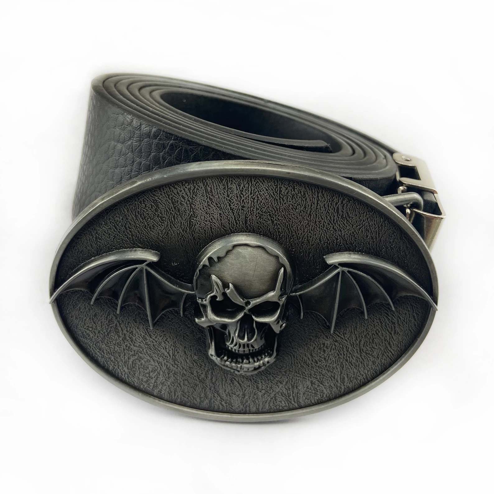 WesBuck Brand Skull and Bat Belt Buckle Handmade Homemade Belt Accessories Waistband DIY Western Cowboy Rock Style