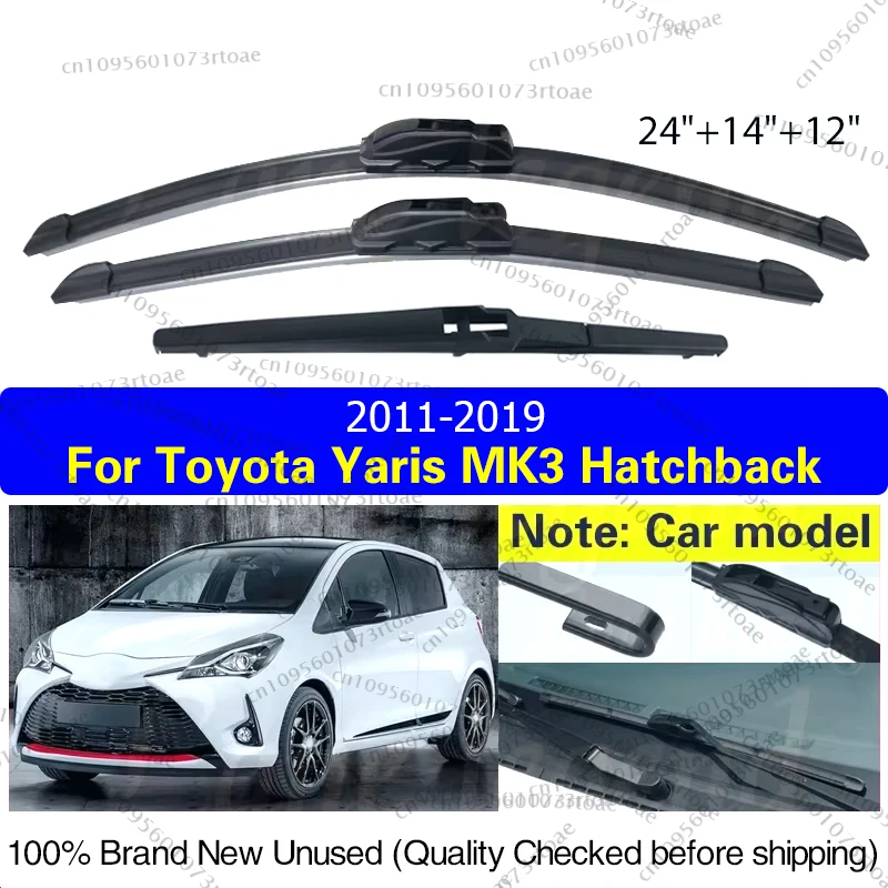 

For Toyota Yaris MK3 Hatchback 2011 - 2019 Car Wiper Front Rear Windshield Windscreen Wiper Blade 24"+14"+12" Car Accessories