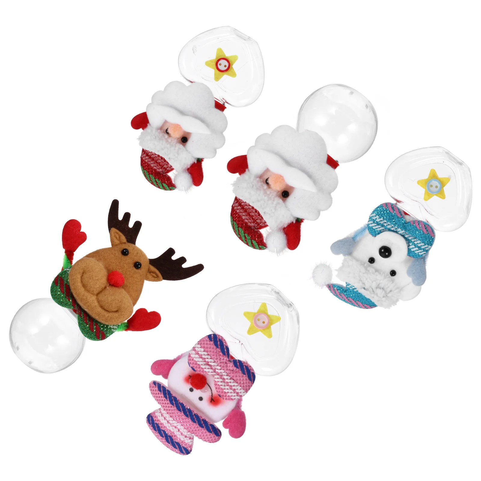 

5pcs Candy Jars Christmas Storage Jar Round Heart Shape Plastic Container For Party Supplies Snack Decoration Home Storage