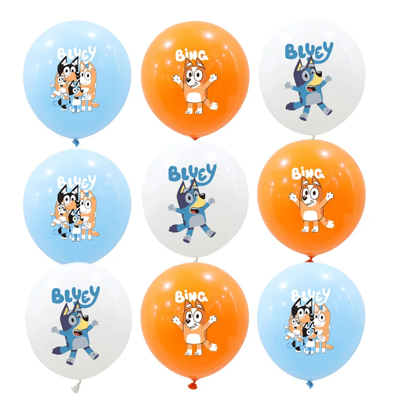 Set de 15 Globos con Diseño de Bluey, Lindos Globos de Dibujos Animados para Decoración de Baby Shower, Cumpleaños, Fiestas Familiares y Despedidas de Soltera