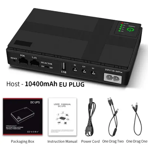 광학 고양이 모니터 백업 무정전 10400Mah DC 전원 AC85-265V, DC1018P 라우터 충전기, 모바일 UPS, 5V, 9V, 12V
