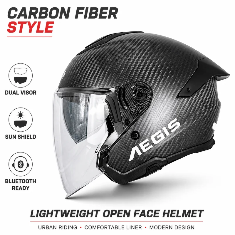 Carbon Fiber Lightweight Motorcycle Helmet - Casque de moto ouvert à double