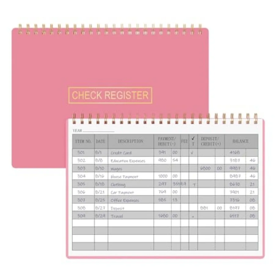 Check Registers for Personal Checkbook, Transaction Expense Ledger Log Book for Small Business, Checking Account Register Book