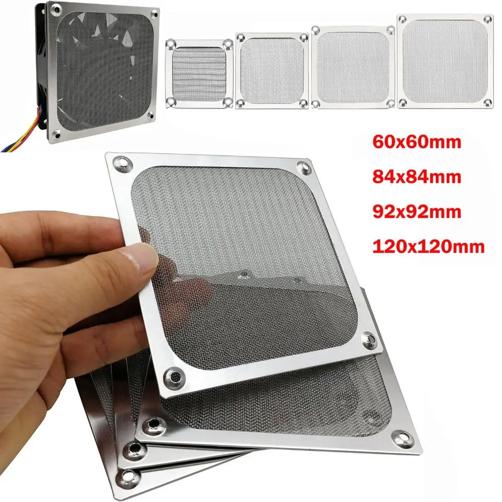 Protective Cover Anti Rust Computer Fan Filter Grills Aluminum Silver Black Dust Cover Dust Filter Cover Cooling System