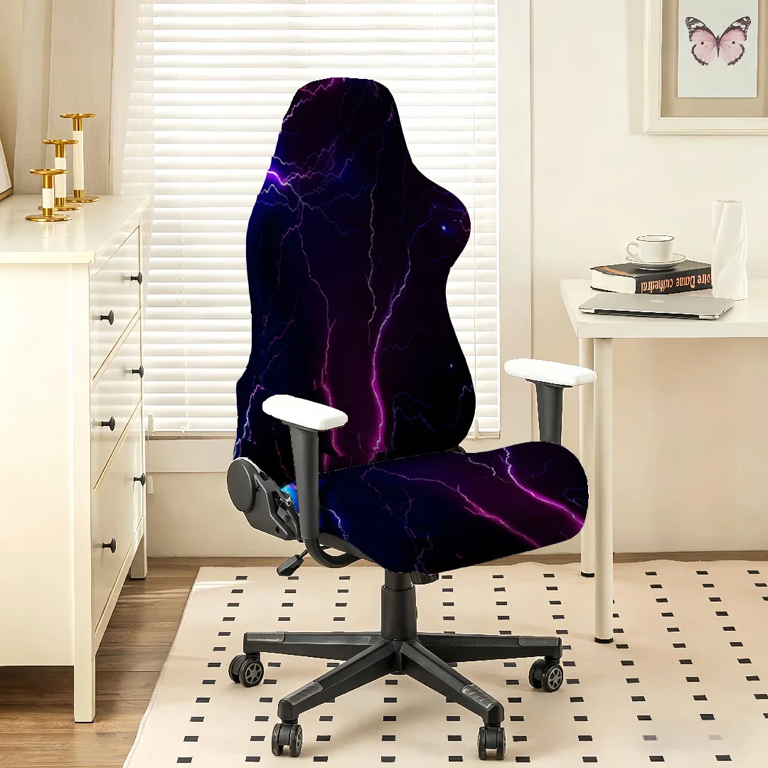 Removable Washable Neon Lightning Gaming Chair Cover, Stretchy Anti-Scratch Slipcover for Gamer & Office