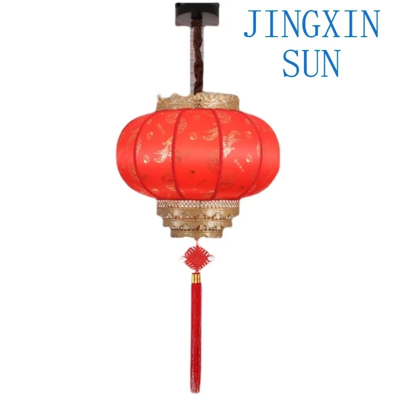 Jinlong bright red lantern chandelier New Year's festive housewarming wedding gate porch aisle balcony Chinese lamps