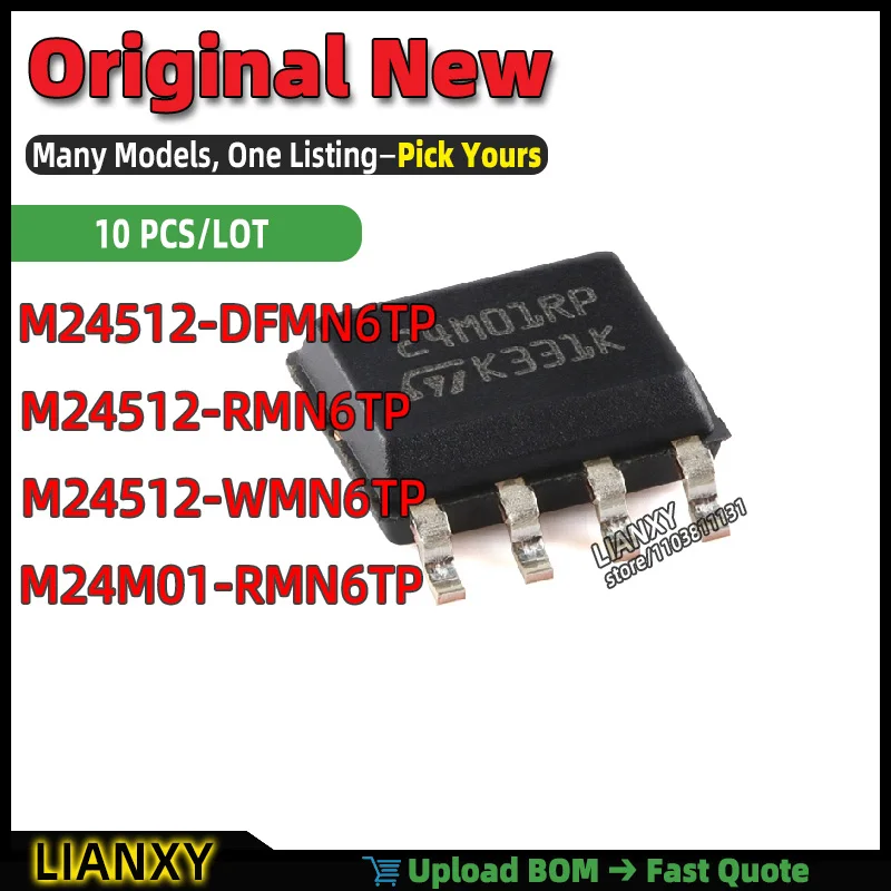 M24M01-RMN6TP M24512-WMN6TP M24512-DFMN6TP M24512-RMN6TP SOIC-8 ELECTRICALLY ERASABLE PROGRAMMABLE READ-ONLY MEMORY New Original