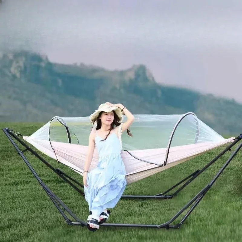 

Double Hanging Hammock Swing Breathable Mesh Chair Anti Tip Mosquito Net Hanging Seat Indoor Outdoor Dorm Patio Garden
