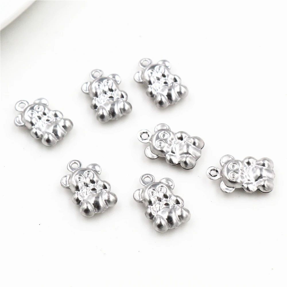 30pc 13x8mm Stainless Steel Bear Charms Pendant DIY Jjewelry Making Accessories Findings for Necklace Earrings
