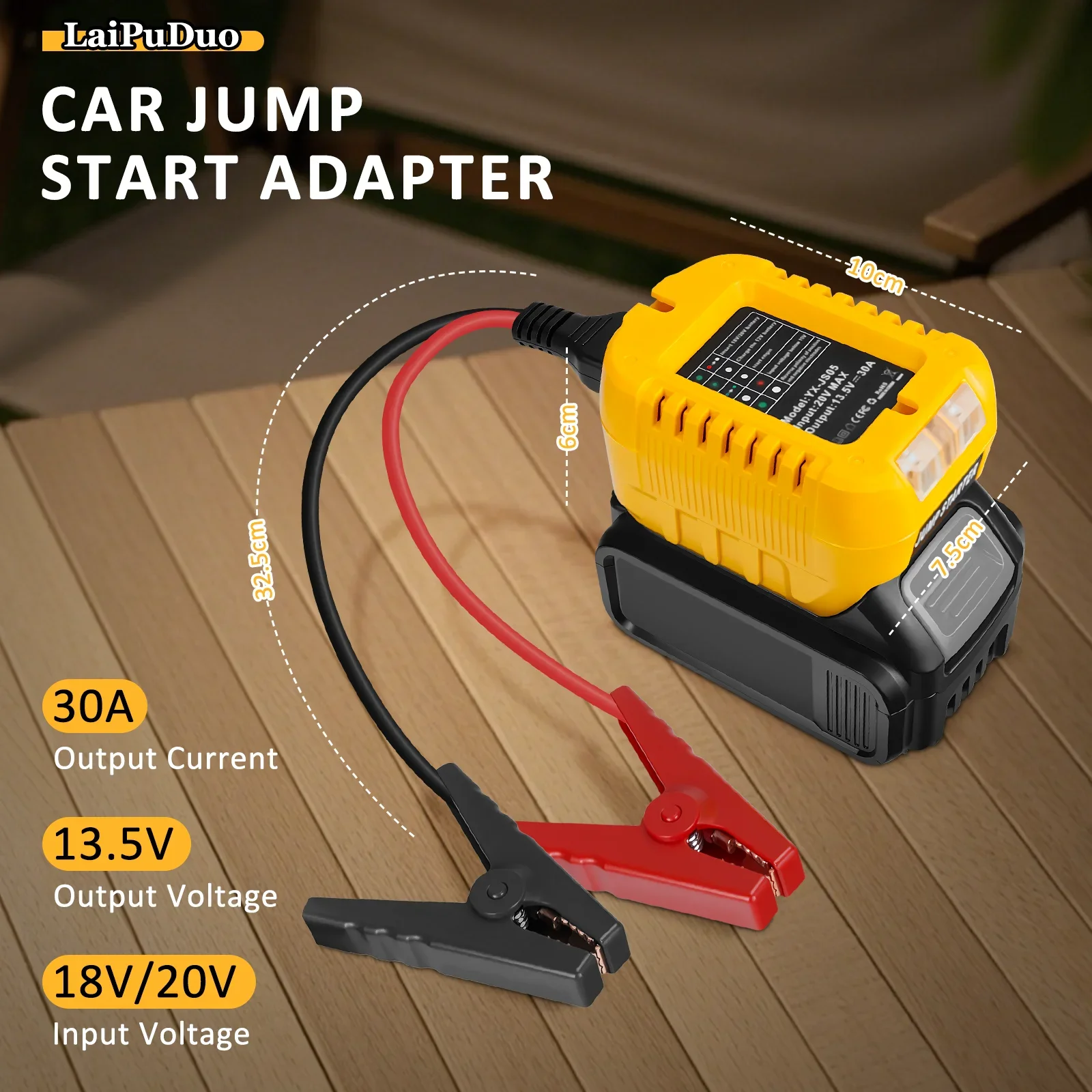 Car Jump Starter For Dewalt 20V Battery 100A Peak Emergency Starter Booster Power Tool Battery For 12V Vehicle view 3