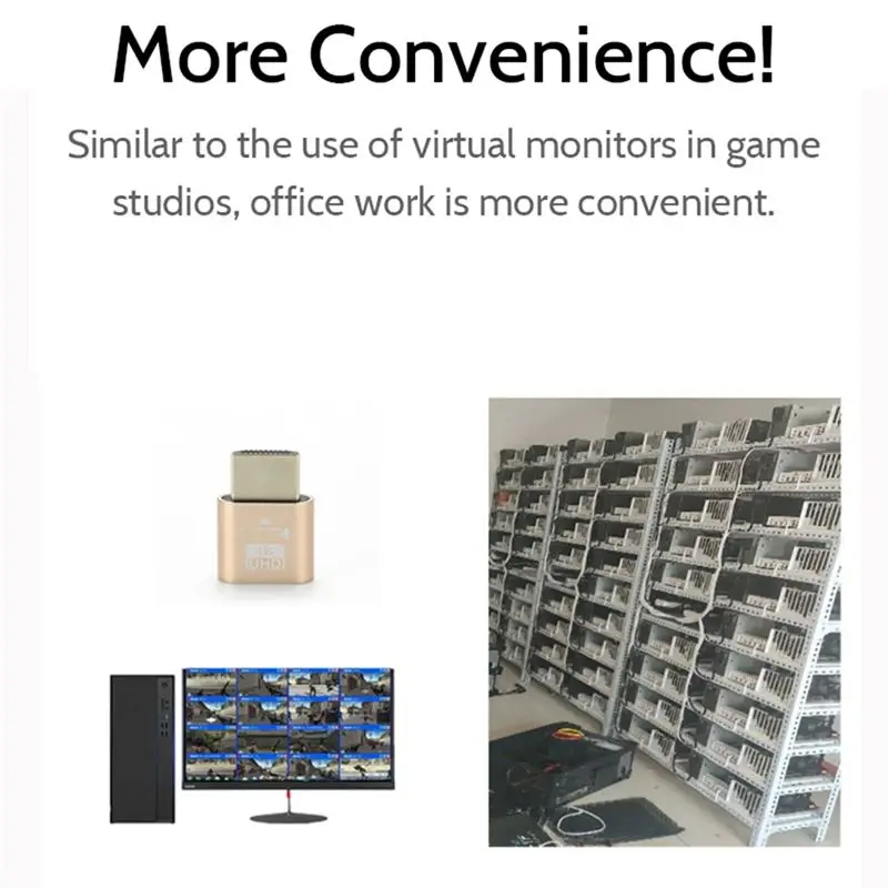 

[A75T] HDMI-совместимый 4K-адаптер-муфта с LED-подсветкой для видеокарт, аксессуаров для ПК, виртуального дисплея для настольных/портативных компьютеров, адаптер B