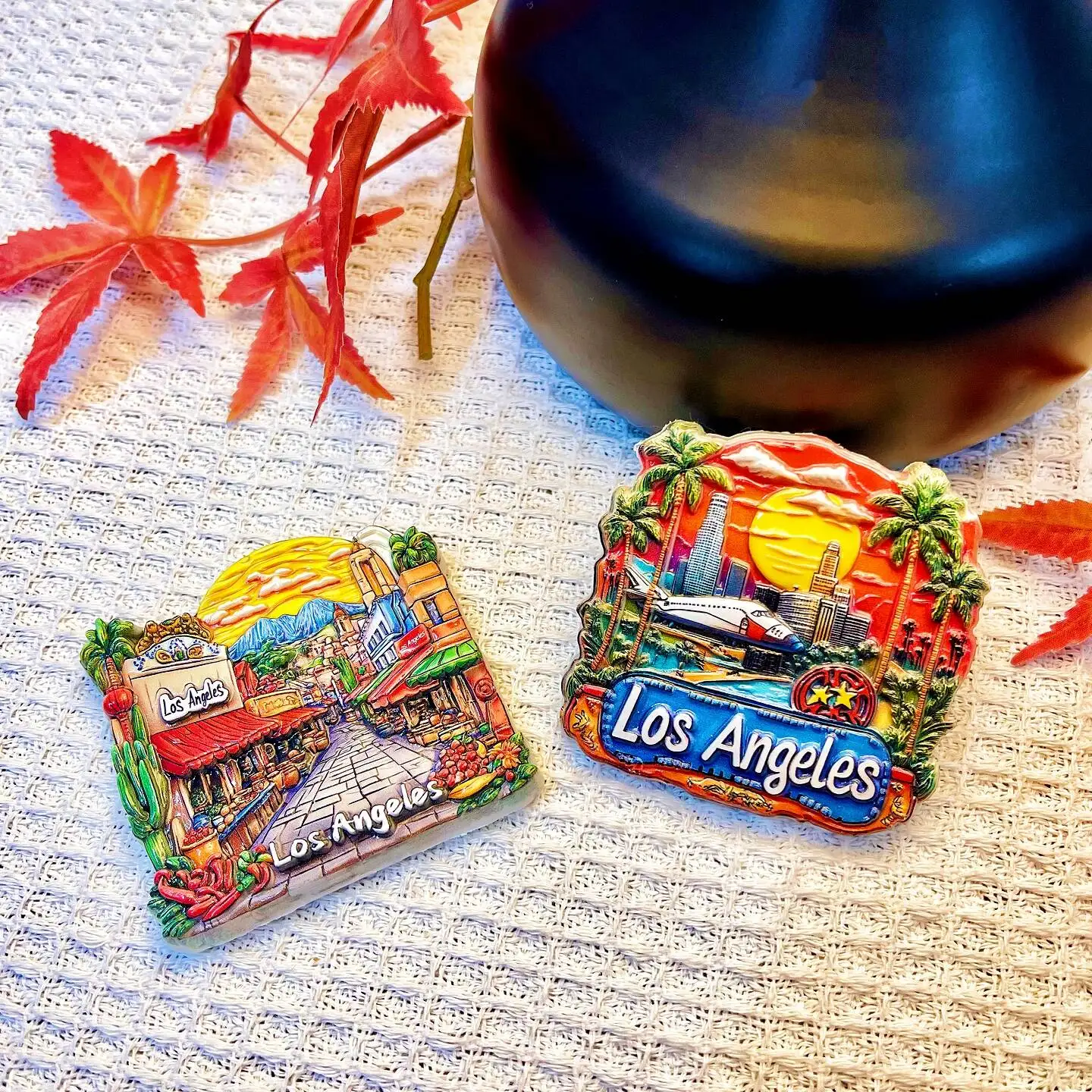 Los Angeles, Hollywood, Griffith Observatory, Santa Monica Pier, Tourist Souvenir Magnetic Refrigerator Magnet view 4