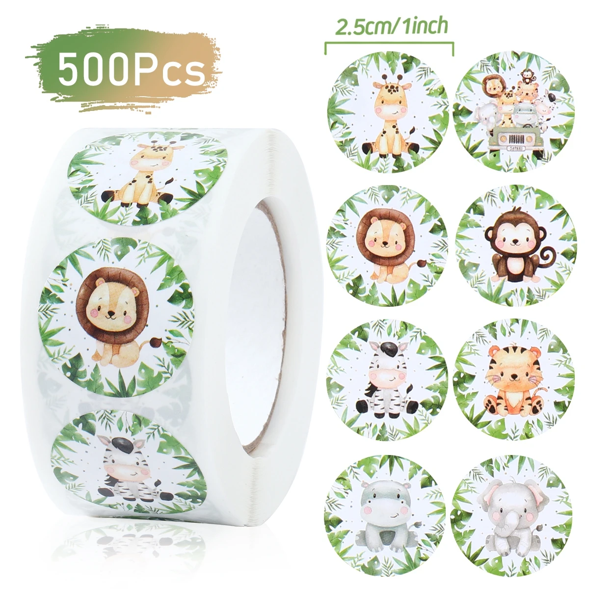 500pcs Jungle Animal Paper Labels Cartoon Cute Party Stickers for Wedding Baby Shower Birthday Gift Packing Stickers Party Decor