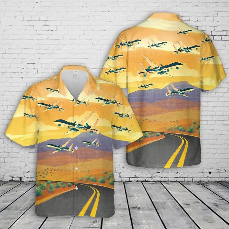 Full Print Aircraft Graphic Hawaii Shirts For Men Casual Short Sleeve Large Size Blouse Shirts Men Button Up Vacation Shirt Tops