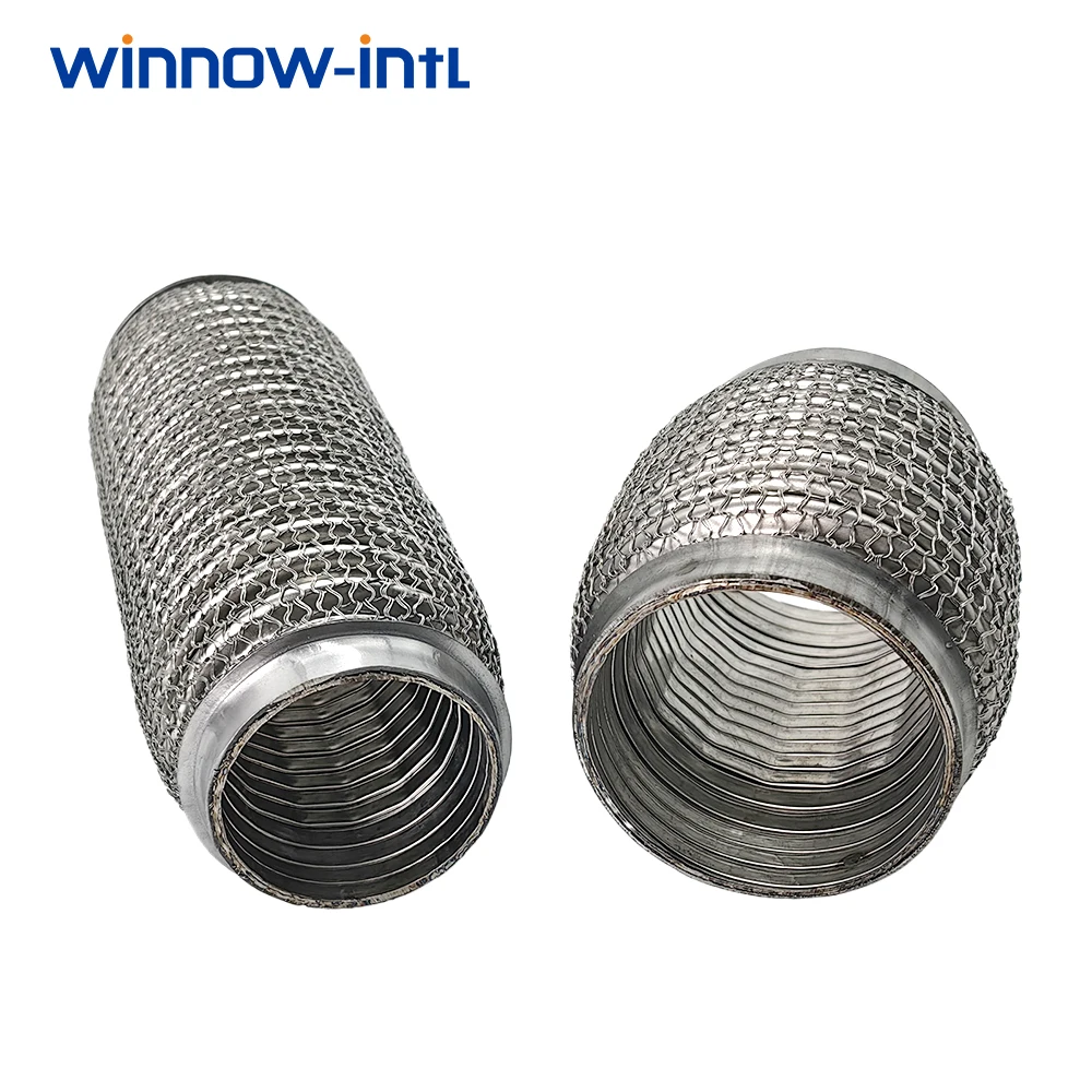 1pcs 50x205mm  65x107mm Stainless Steel 304 Flex Pipe Exhaust Bellow Tube Flex Coupler With Mesh Interlock Super Flexible Bellow