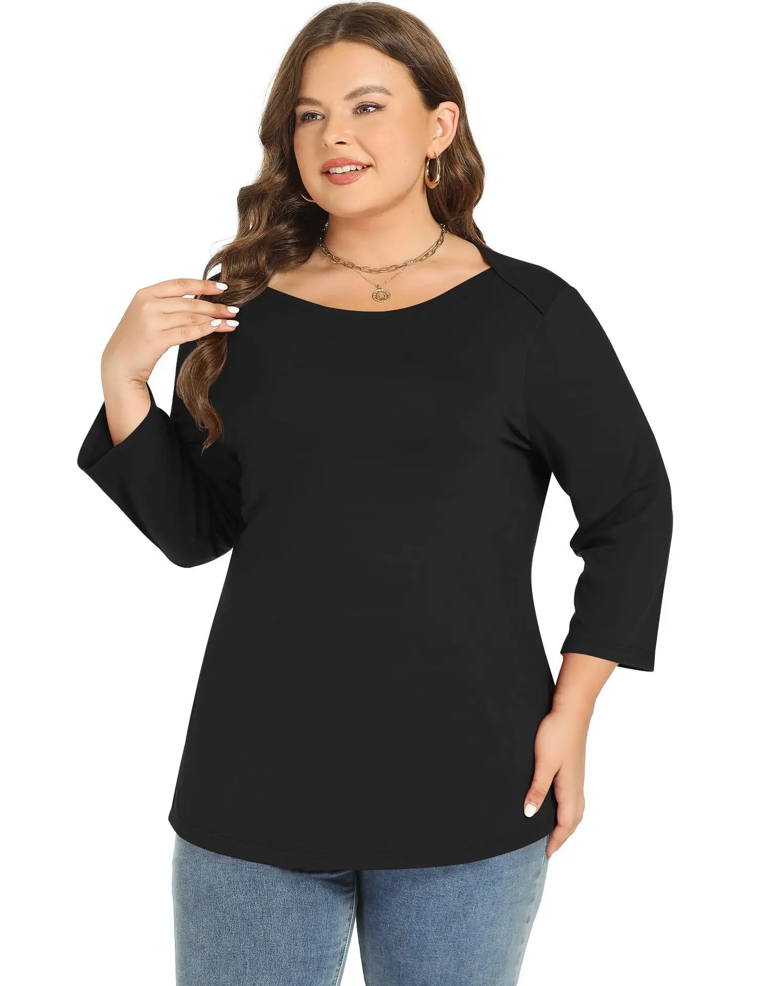 حجم كبير فضفاض بلون تي شيرت السيدات بلوزة الموضة النسائية 2025 تي شيرت #5