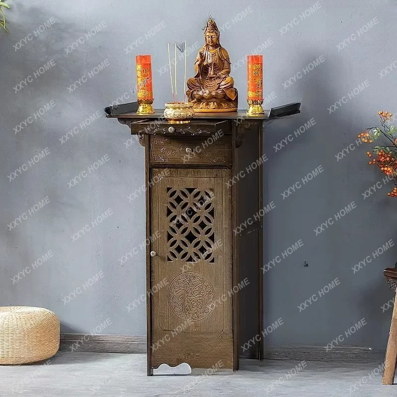 XX Chinese Buddhist Altar Cabinet for Home Worship God of Wealth Shrine Table Buddha Shelf with Storage