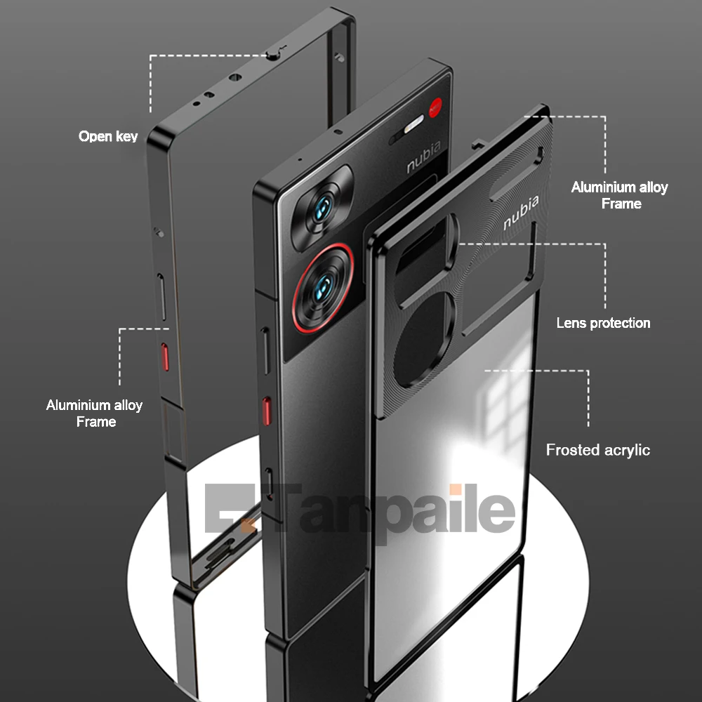 Ultra-Thin Aluminum Alloy Metal Bumper Case for Nubia Z60 Ultra Z50S Pro Z50 Ultra Tempered Glass Lock Magnet Cover