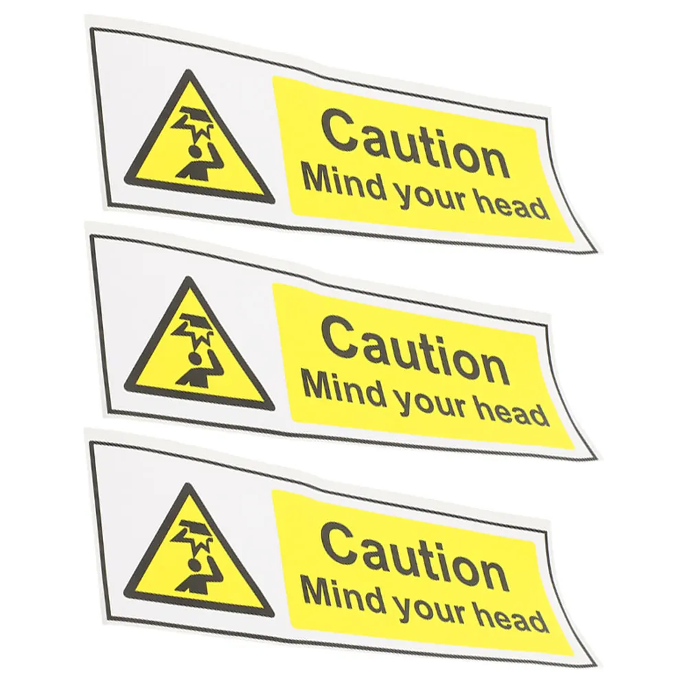 

3Pcs Warning Label Stickers Durable Watch Your Head Caution Low Clearance Self Adhesive Safety Decals for Wall Use