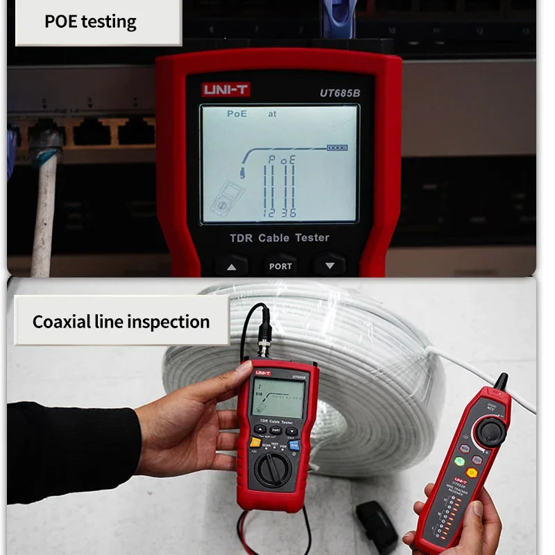 UNI T Network Cable Tester UT685B KIT TDR Cable Tracker Lan Tester RJ45 RJ11 Detector Wiring LCD Display Network Tool