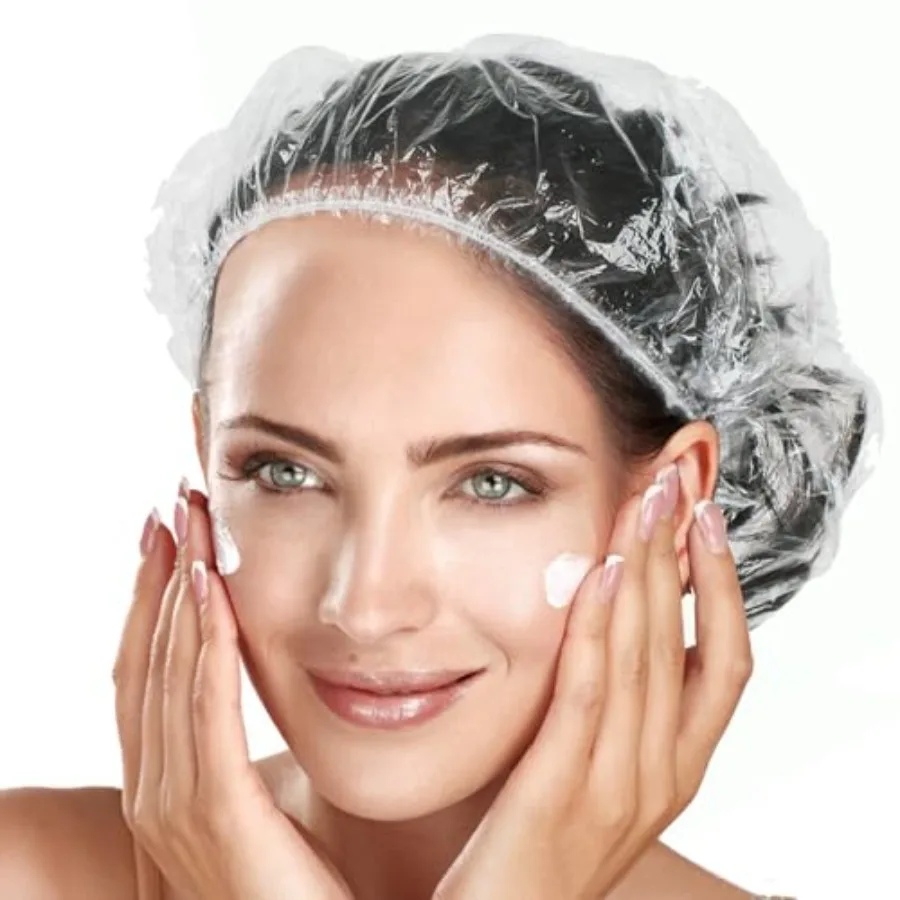 

100pk Disposable Shower Caps LARGE SIZE 50cm/20in Unisex Plastic Hair Caps for Deep Conditioning Shower Cap Reusable Waterproof