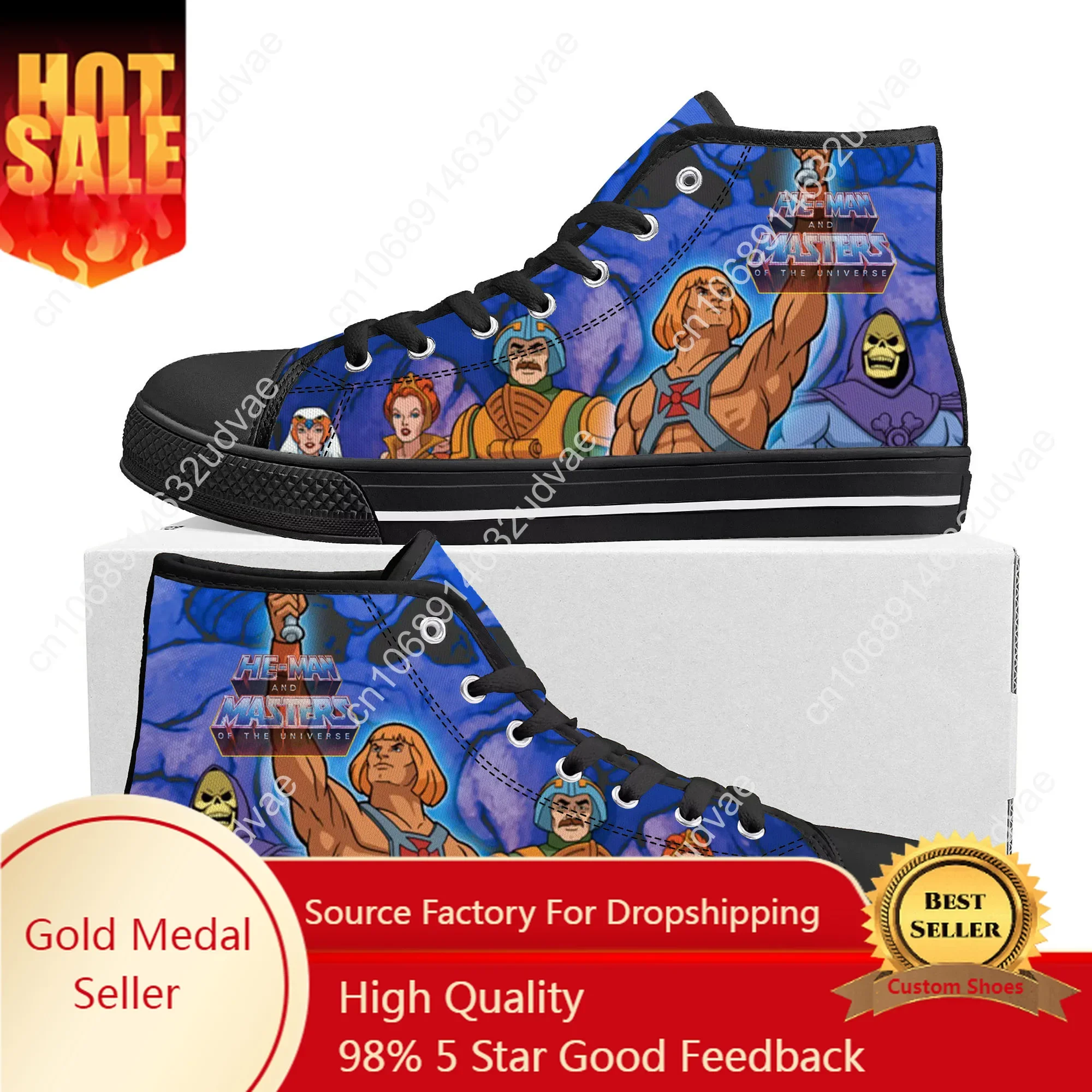 

Cartoon He-Man Masters Of The Universe High Top Sneakers Mens Womens Teenager Canvas Sneaker Casual Couple Shoes Custom Shoe