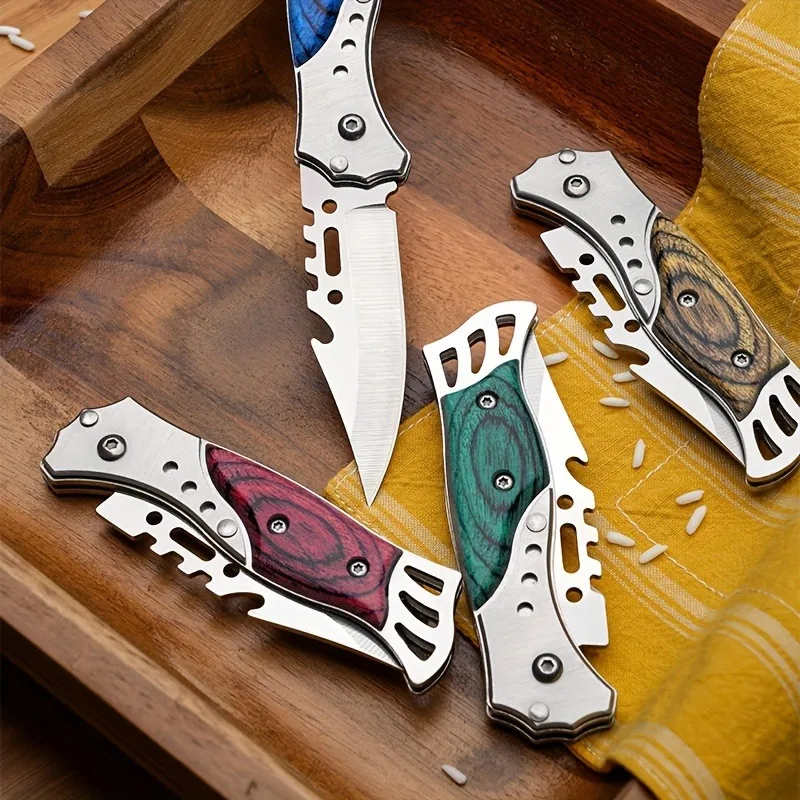 Carbon steel Outdoor Folding Knife EDC Camping Pocket Knife Multi-purpose Fruit Knife for Self Defense BBQ Survival Jackknife