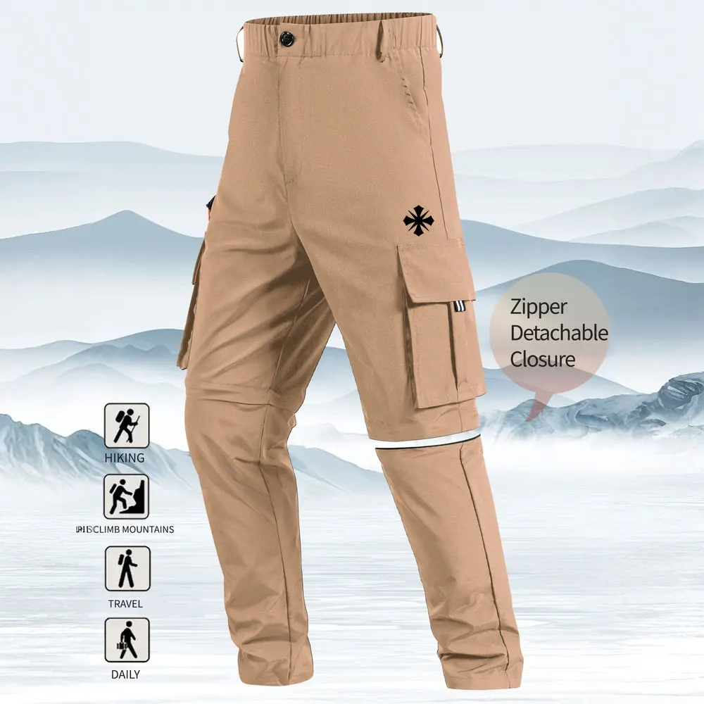 

Straight Casual Cargo Pants for Men Star Print Zipper Detachable Closure Joggers Fitness Sports Road Bike Trousers All Seasons