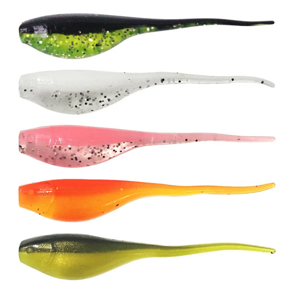 1~4PCS 0.7g 5cm Worm Fishing Lures Silicone Soft Lures Long Tail Swimbaits Artificial Bait Tadpole Fishing Tackle Tool