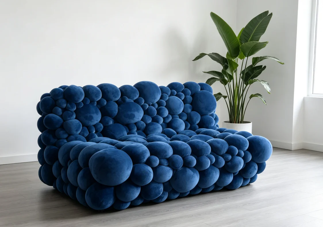 &For Klein Blue Square Velvet Single Sofa Bed Modern Minimalist Living Room Eco-Friendly Custom Leisure Accent Sofa Modern Chair