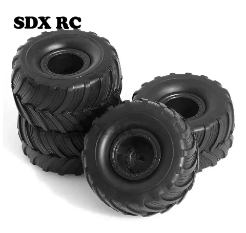 Monster Truck Roda Jante Pneus Set, 1:18 TRX4M 1/24 FMS FCX24 Axial SCX24 AX24 RC Crawler, Peças de atualização do carro, 52mm, 1.0 ", 4 peças