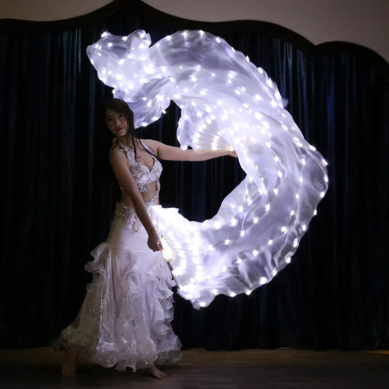 Voile d'Éventail de Carnaval LED InjFan, Lumière Blanche, Spectacle de brevdu Ventre, Performance sur Scène 303