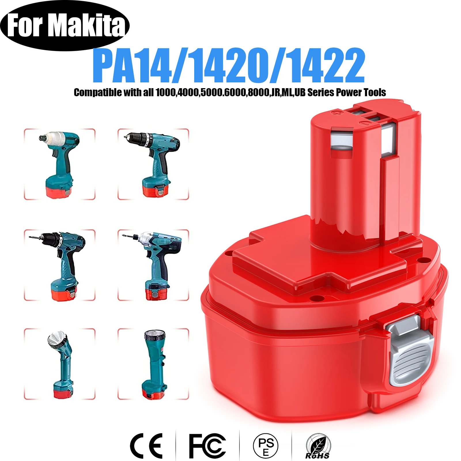 

For Makita 14.4V Battery 3500mAh Ni-MH Battery PA14 1420 1422 1433 192600-1 6337D 6281D 6280D Rechargeable Battery Charger ﻿